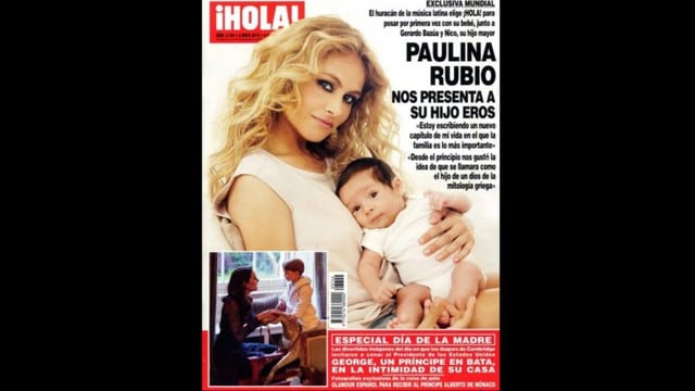 La cantante Paulina Rubio presentó a su hijo Eros en la portada de la revista ¡Hola!. (Foto: Hola)