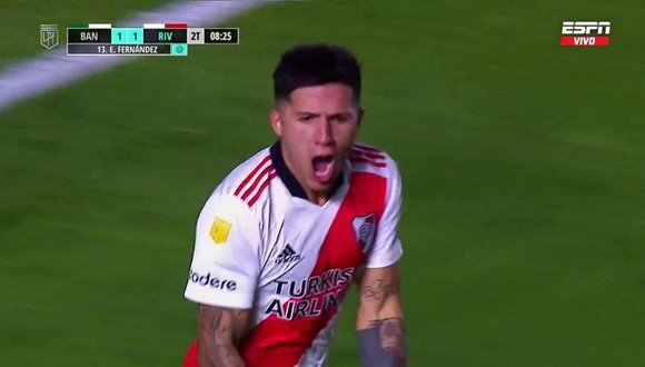 Enzo Fernández anotó el gol del empate del River Plate vs. Banfield. (Foto: Captura ESPN)