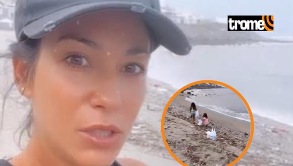 Tilsa Lozano y sus hijos limpian playas de Punta Hermosa tras huaico y hacen pedido. (Foto: Instagram).
