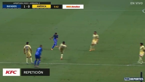 Gol de Stefan Medina para el 1-0 de Monterrey vs. América. (Foto: captura Fox Deportes)