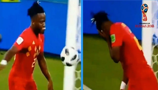 Batshuayi quiso celebrar el gol de Bélgica y todo terminó mal. El video tiene miles de reproducciones en Facebook.