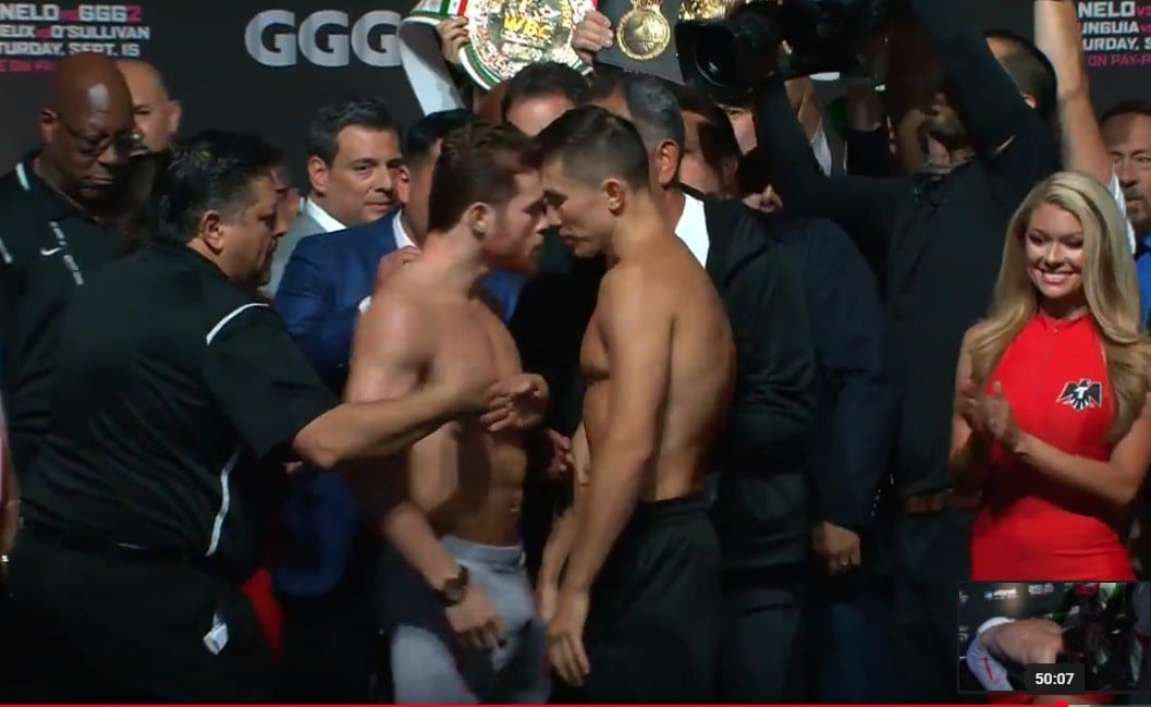 Careo entre Canelo Álvarez y Gennady Golovkin sacó chispas. (Captura HBO Boxing)