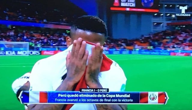 Jefferson Farfán estalló en llanto tras eliminación de Perú del Mundial Rusia 2018. (Capturas: Telemundo/DirecTV/Agencias