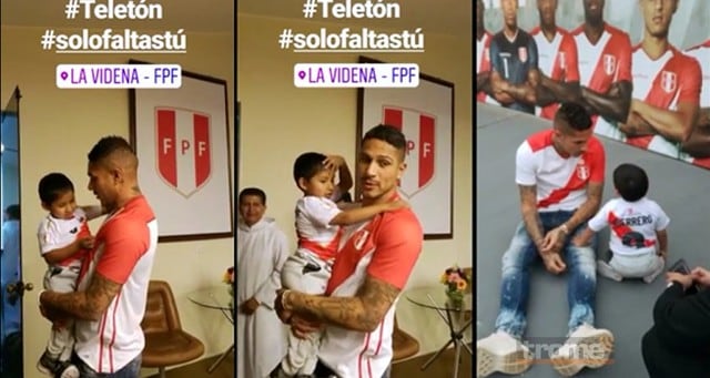 Paolo Guerrero tuvo emotivo encuentro con niño símbolo de la Teletón 2018.