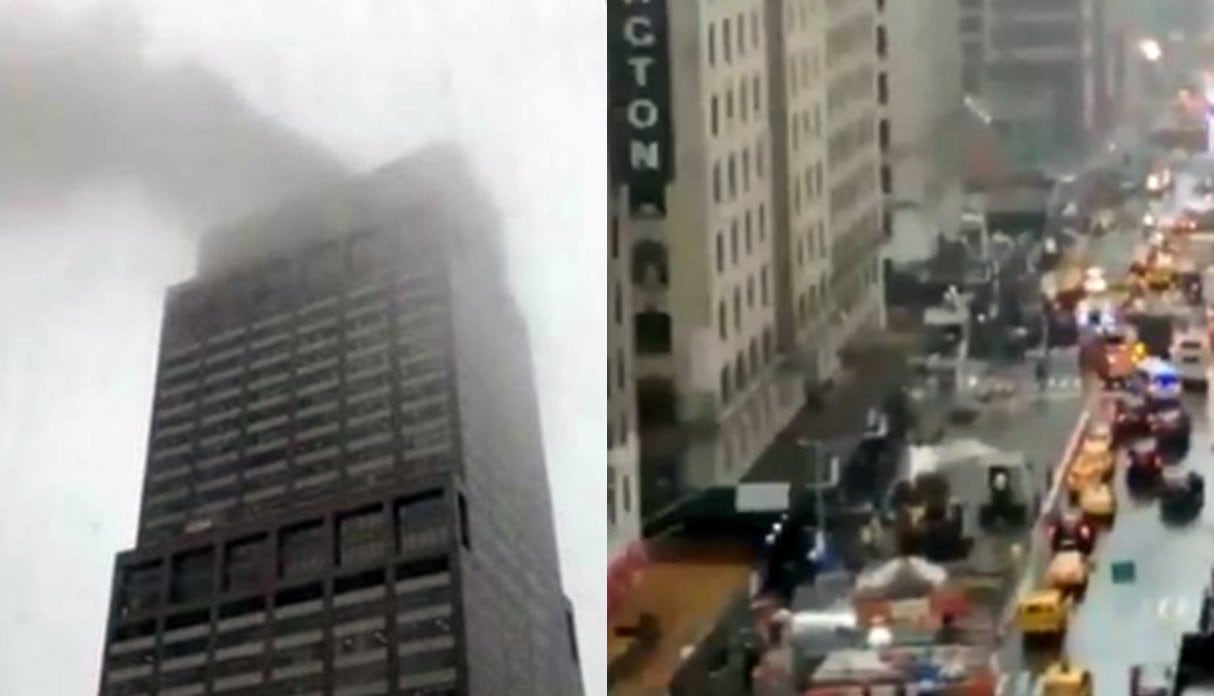 Helicóptero choca contra rascacielos y desata en pánico en Manhattan
