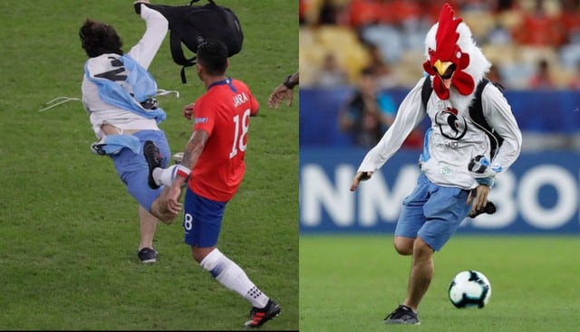 Hincha se metió al campo en el Chile vs Uruguay por la Copa América 2019.  (Fotos: Agencias)