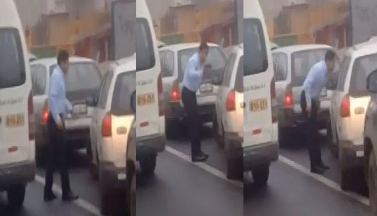 Conductor amenazó con un arma a un taxista que le cerró el paso. (Capturas: Canal N)