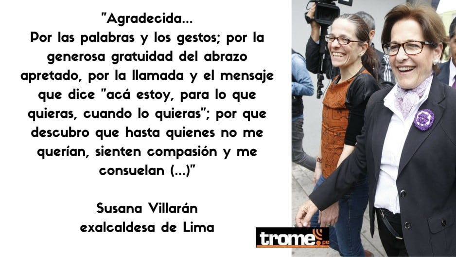 Susana Villarán agradece muestras de apoyo tras muerte de su hija Soledad Piqueras.