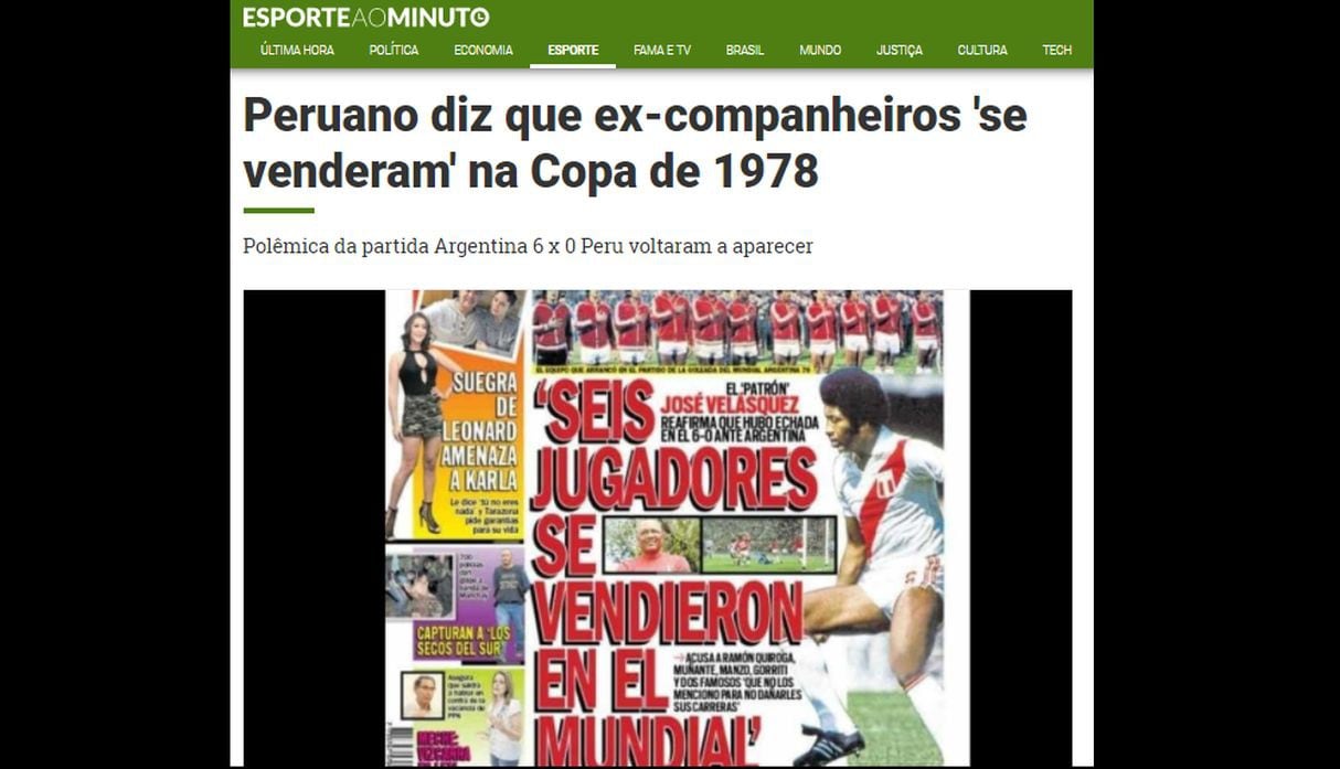 Entrevista de Trome a José Velásquez salió en portadas deportivas internacionales.
