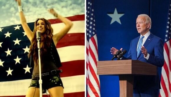 Miley Cyrus manifestó su alegría porque los ciudadanos escojan su canción para celebrar la victoria de Joe Biden. (Foto: Instagram / @joebiden / Captura de YouTube).