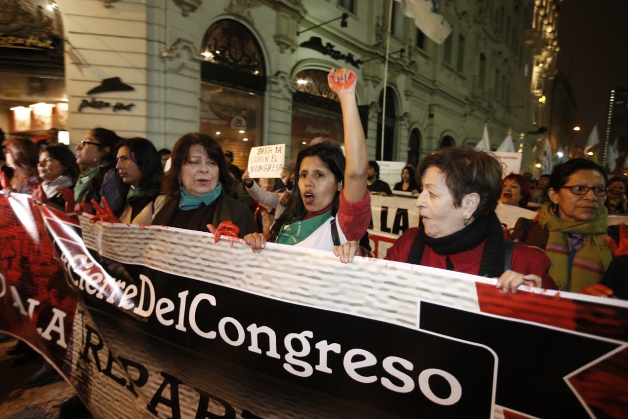 Los participantes de la movilización intentaron llegar al Congreso; sin embargo, fueron impedidos por la Policía Nacional del Perú (PNP).(Foto: Mario Zapata)
