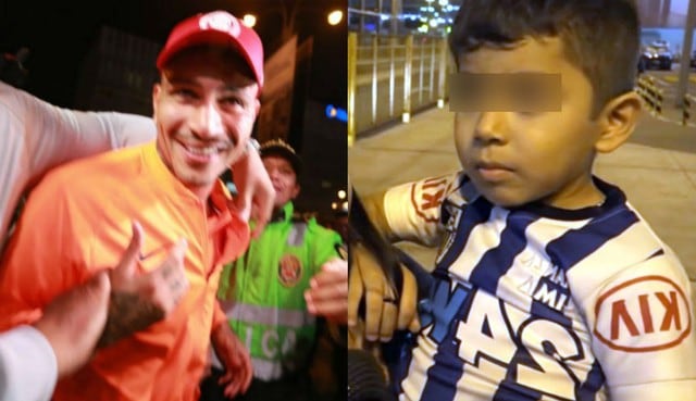 Paolo Guerrero y su tierno gesto con niño hincha blanquiazul a su llegada a Lima. Foto: Composisicón con captura de YouTube / Depor