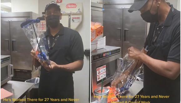 Empleado de cadena de comida rápida mostró el regalo que le dieron por trabajar 27 años ahí y este causa sorpresa. (Foto: @elmantenimiento777 / TikTok)