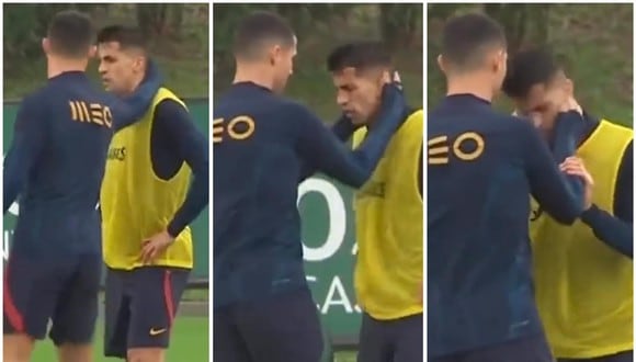 Cristiano Ronaldo intentó bromear con Joao Cancelo en la práctica de Portugal. (Foto: Captura)