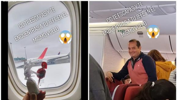 Mujer se fue de viaje y se topó con su jefe en el mismo avión. (Foto: @klizthbc / TikTok)