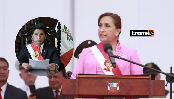 Dina Boluarte se pronunció sobre el golpe de Estado de Pedro Castillo durante su discurso por 'Día de la Bandera'.