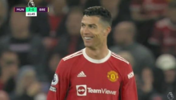 Cristiano Ronaldo puso el 2-0 del Manchester United vs. Brentford. (Foto: captura de pantalla -ESPN)