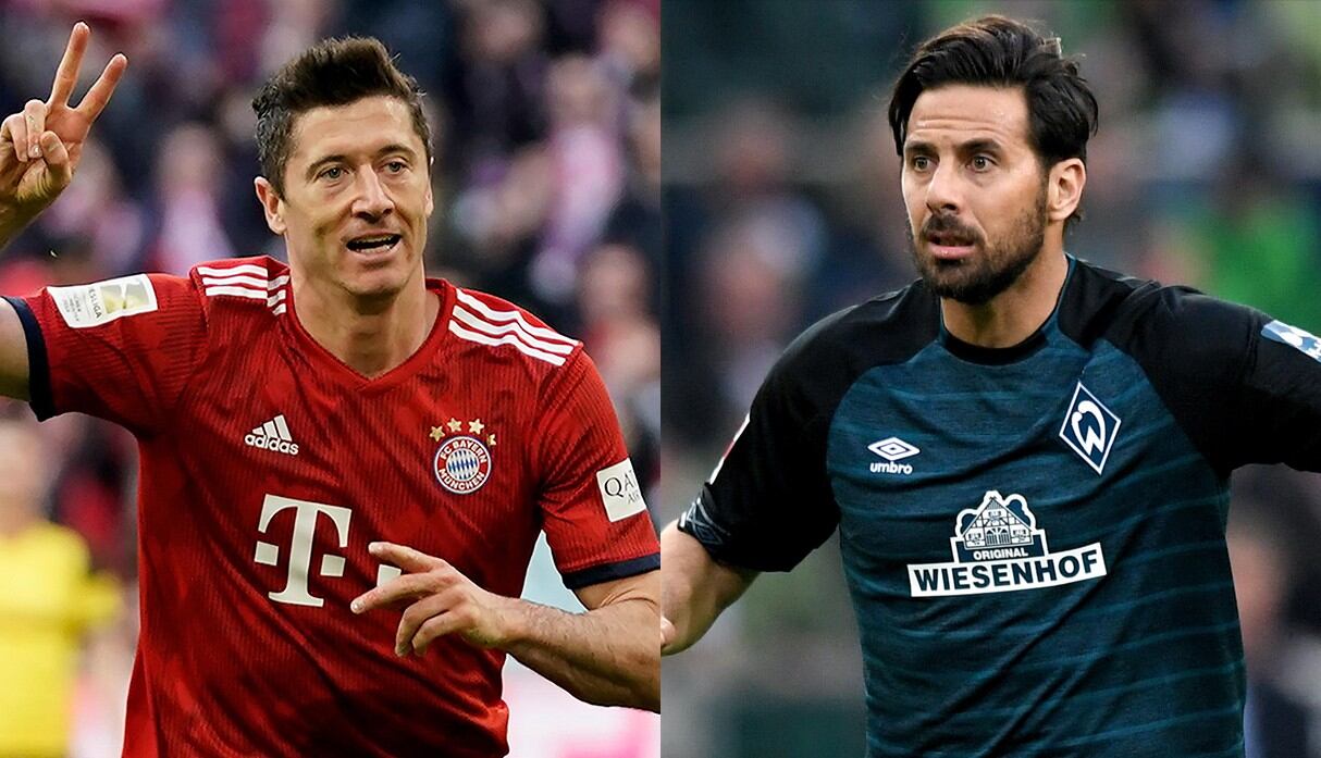 Robert Lewandoski y Claudio Pizarro: dos goleadores notables en la Bundesliga. (Fotos: EFE)