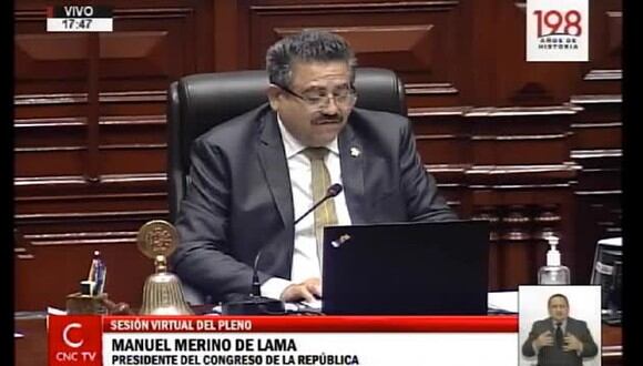 Pleno del Congreso rechazó admitir a debate moción de censura contra Manuel Merino. (Captura)