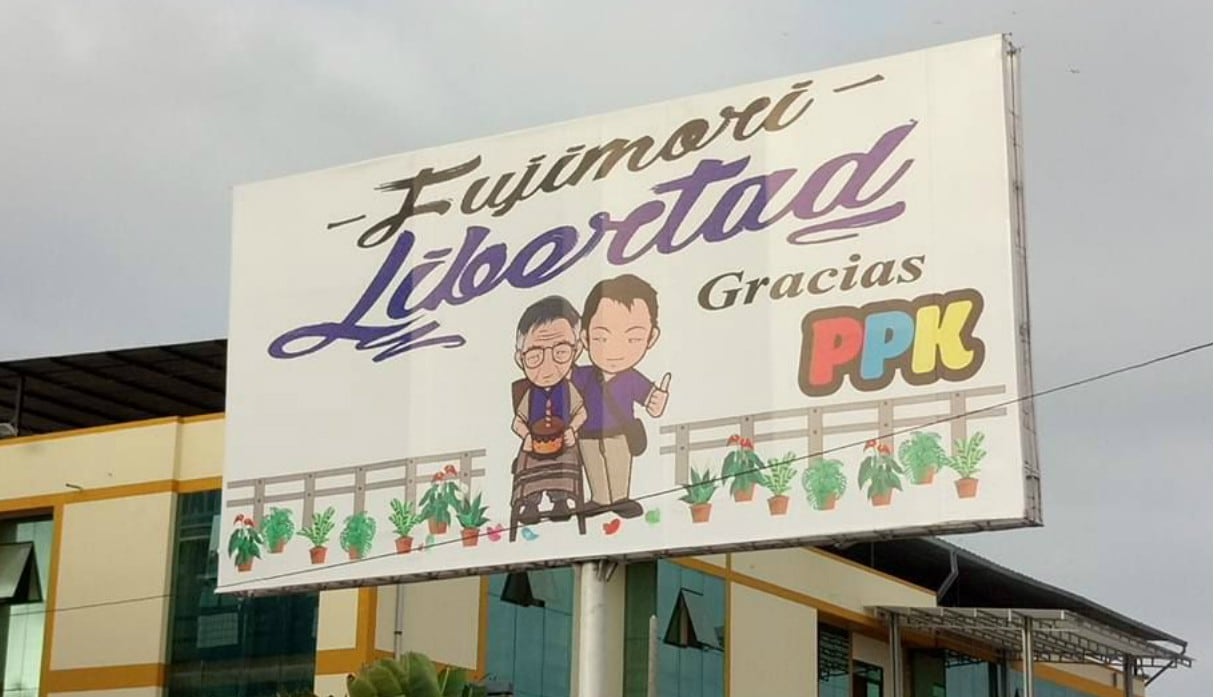 Pintas y paneles a favor del indulto otorgado a Alberto Fujimori inundan Chiclayo y Tumbes.