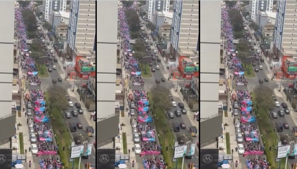 Hay aproximadamente 5 mil personas que marchan por la Av. Javier Prado. Foto: Facebook/Con mis hijos no te metas