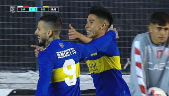 Gol de Pol Fernández para el 2-1 de Boca Juniors vs. Barracas Central. (Captura: ESPN)