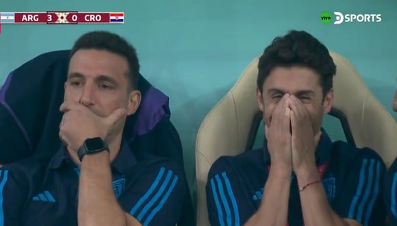 Pablo expresó su emoción en los minutos finales del Argentina vs. Croacia. Foto: Captura de pantalla de DIRECTV Sports.