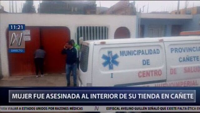 Asesinan a una mujer de 51 años en su local de Cañete. (Foto: Canal N)