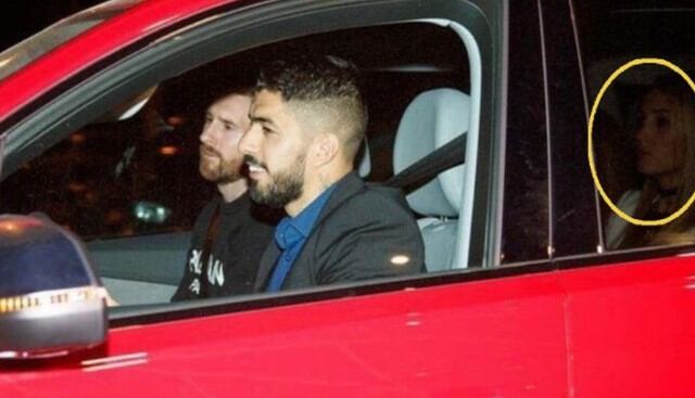 Luis Suárez prefirió a Lionel Messi como copiloto y mandó a su esposa al asiento de atrás. (Foto: Twitter)