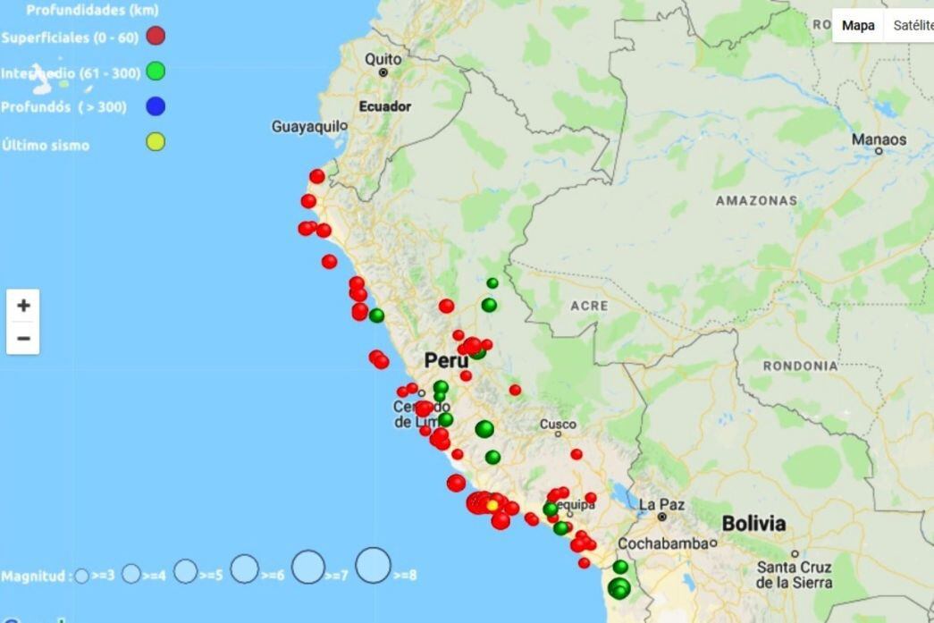 Sismos registrados en Lima en lo que va del 2018