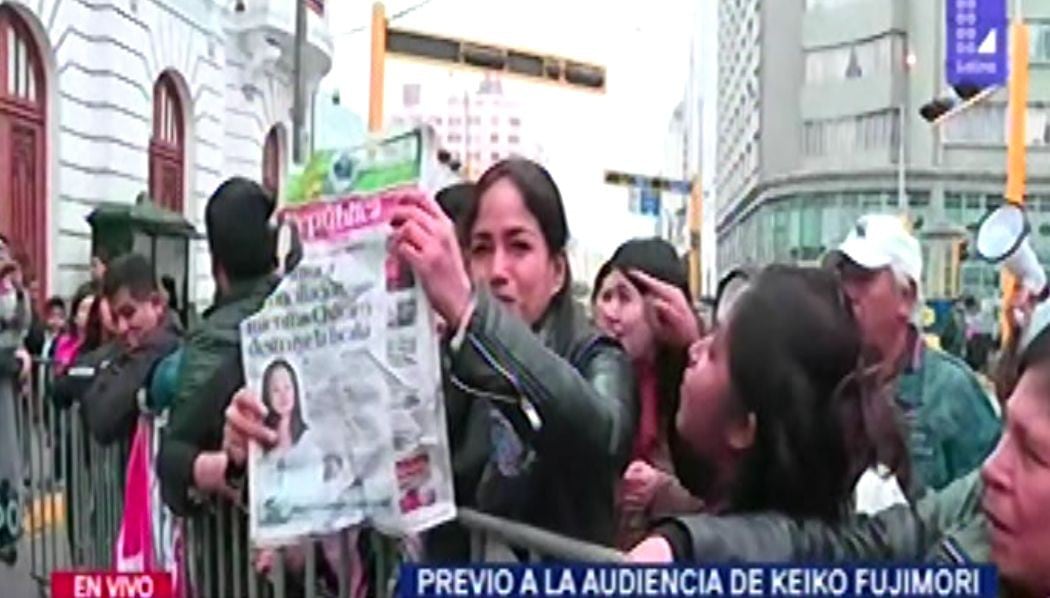 Keiko Fujimori: seguidores y opositores de lideresa de FP se enfrentaron en exteriores de Sala Penal