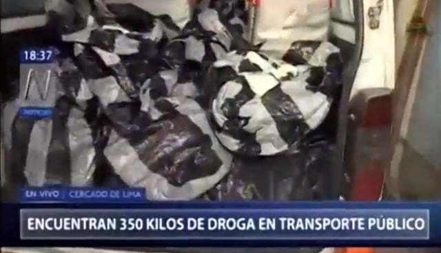 Tras un intenso operativo, la Policía Nacional decomisó 400 kilos de clorhidrato de cocaína, la cual fue incautada en un vehículo de transporte público. (Capturas: Canal N)