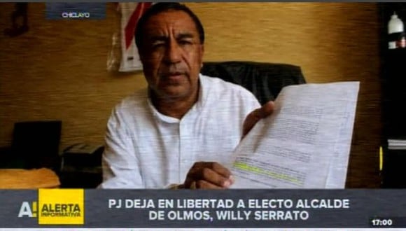 El Poder Judicial dejó el libertad bajo comparecencia al electo alcalde Olmos (Chiclayo-Lambayeque), Willy Serrato. (Video: RPP)