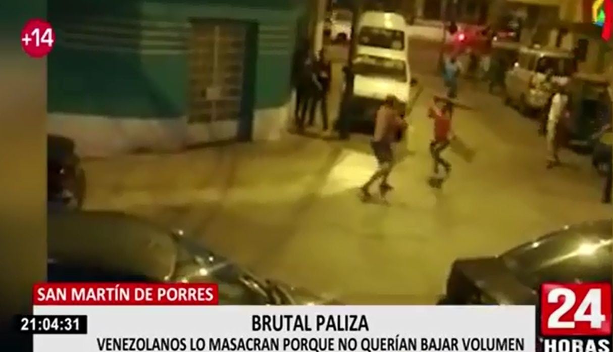Un grupo de venezolanos agarraron a golpes y palazos a un hombre de 50 años que solo les pidió que bajaron el volumen, en San Martín de Porres. (Capturas: 24 Horas)