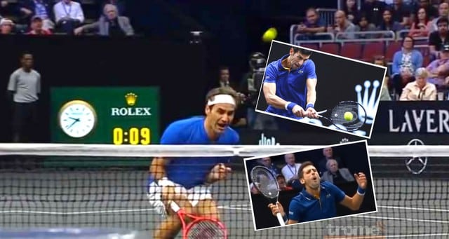 Este fue el divertido blooper de Novak Djokovic durante el duelo de dobles con Roger Federer.