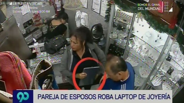 Cercado de Lima: Pareja de esposos roba una laptop de una joyería