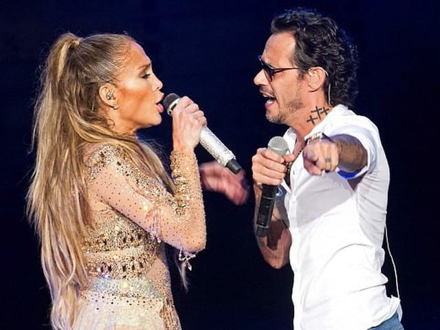 Jennifer Lopez y Marc Anthony en su concierto de este fin de semana en República Dominicana.