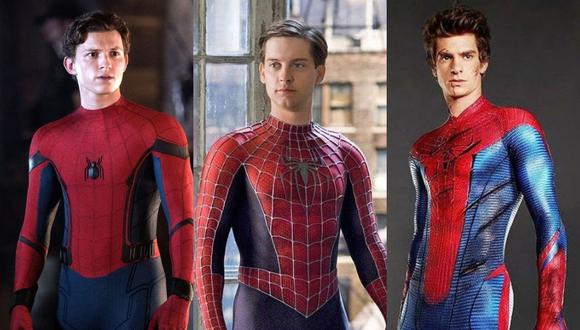 Tom Holland, Tobey Maguire y Andrew Garfield. (Redes)