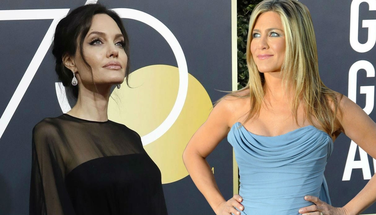 Angelina Jolie le hace desplante a Jennifer Aniston en los Globos de Oro. Composición con foto de Reuters