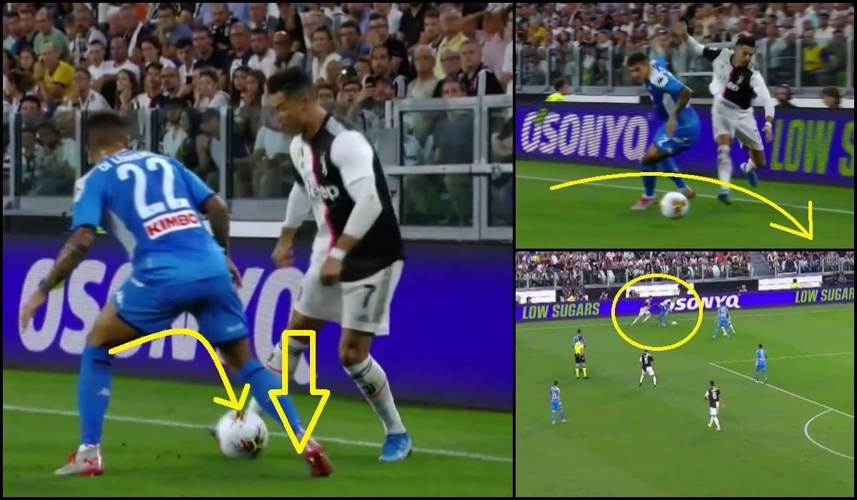 Cristiano Ronaldo hizo la elástica de Ronaldinho y tiró una huacha exquisita con un final inesperado