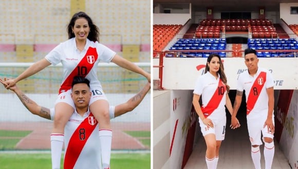 Pamela López y Christian Cueva lucen con uniforme de la selección peruana. Foto: Instagram/pamlopsol