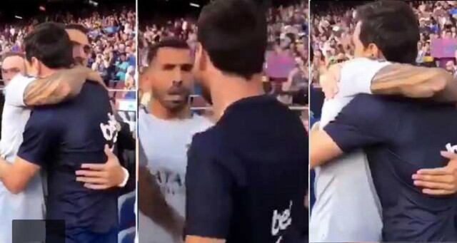 LIonel Messi y Carlos Tevez  reafirmaron su amistad en partido entre Barcelona y Boca Juniors