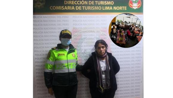 Mujer fue detenida por policías de la Comisaría de Turismo (COMTUR) Lima Norte en el centro de Lima, donde operaba desde el 2019. | Composición Trome