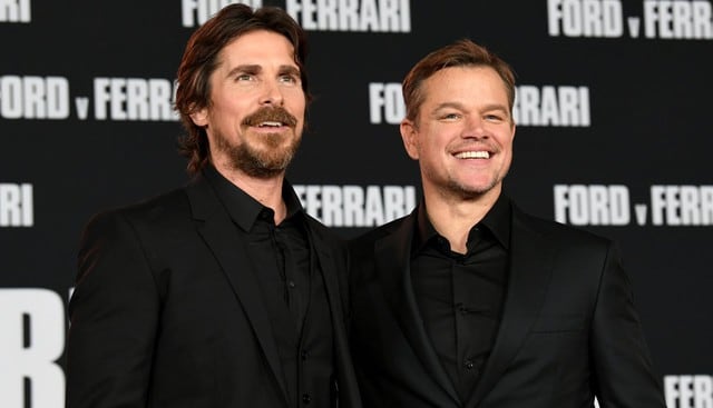 Matt Damon y Christian Bale deslumbraron en el avant premier de la película "Ford v Ferrari". (Foto: AFP)