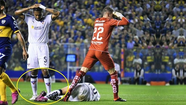 Christian Cruz sufrió una terrible lesión durante los primeros minutos del encuentro entre Boca Juniors y  LDU de Quito