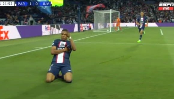 Mbappé marcó el 2-0 del PSG vs. Juventus. (Foto: captura ESPN)