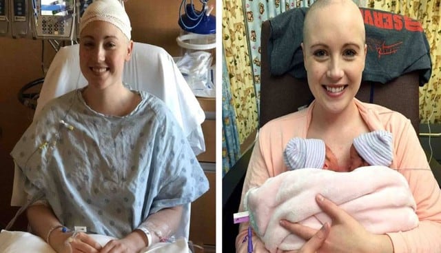 Danielle Dick rechazó el tratamiento contra el cáncer para tener a sus gemelos. (Fotos: GoFundMe)
