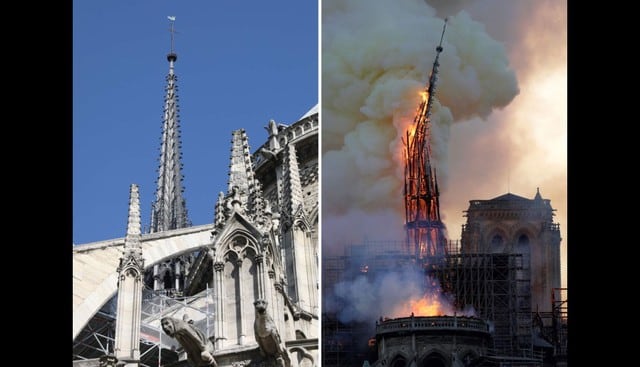 Incendio consume catedral de Notre Dame. Foto: AFP