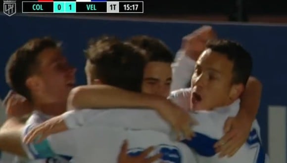 Valentín Gómez abrió el marcador a favor de Vélez Sarsfield. Foto: Captura de pantalla de ESPN.