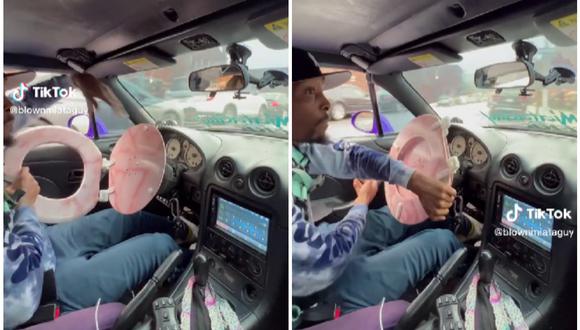 Sujeto maneja su coche con una tapa de inodoro. (Foto: @blownmiataguy / TikTok)